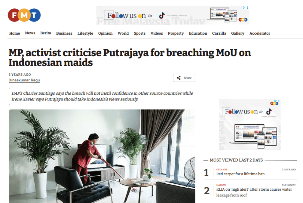 MP, activist criticise Putrajaya for breaching MoU on Indonesian maids