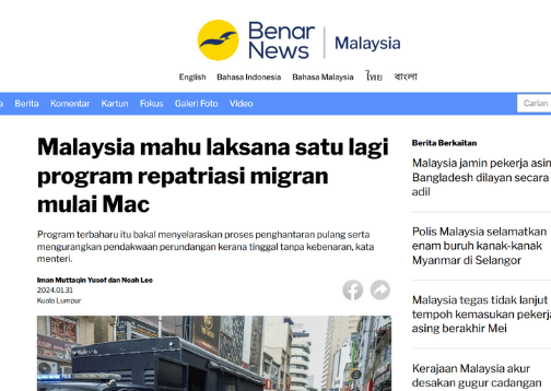 Malaysia mahu laksana satu lagi program repatriasi migran mulai Mac