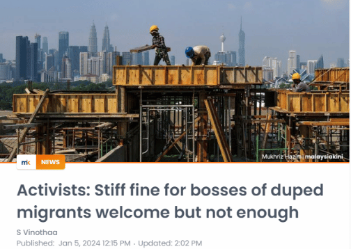 Activists: Stiff fine for bosses of duped migrants welcome but not enough