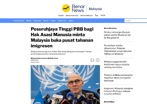 Pesuruhjaya Tinggi PBB bagi Hak Asasi Manusia minta Malaysia buka pusat tahanan imigresen