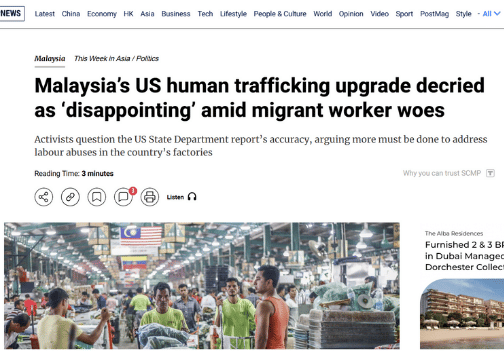 Malaysia’s US human trafficking upgrade decried as ‘disappointing’ amid migrant worker woes