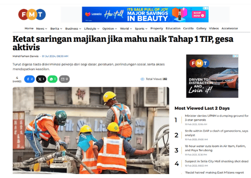 Ketat saringan majikan jika mahu naik Tahap 1 TIP gesa aktivis