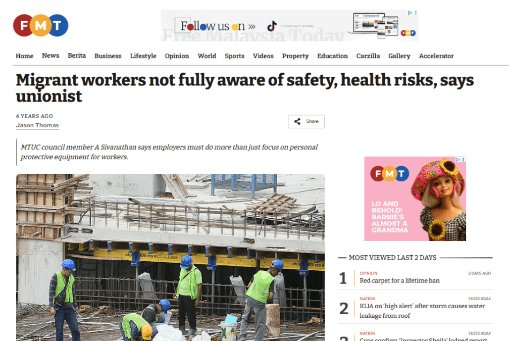 Migrant workers not fully aware of safety, health risks, says unionist