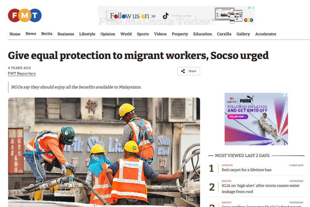 Give equal protection to migrant workers, Socso urged