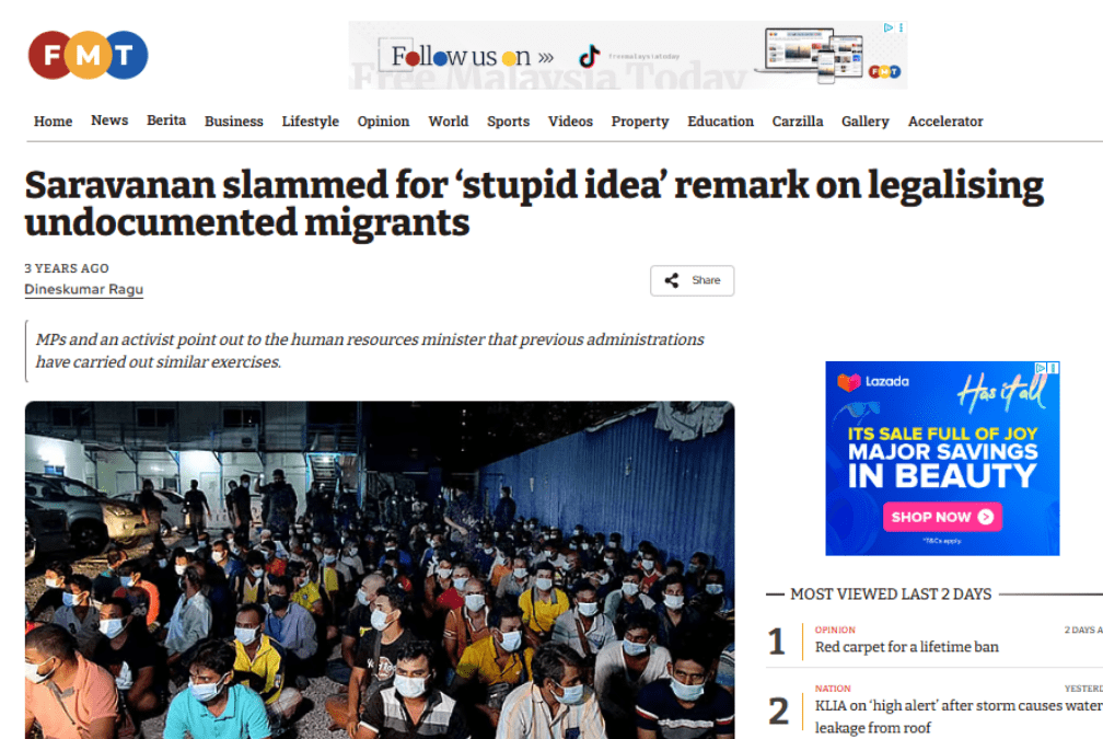Saravanan slammed for ‘stupid idea’ remark on legalising undocumented migrants
