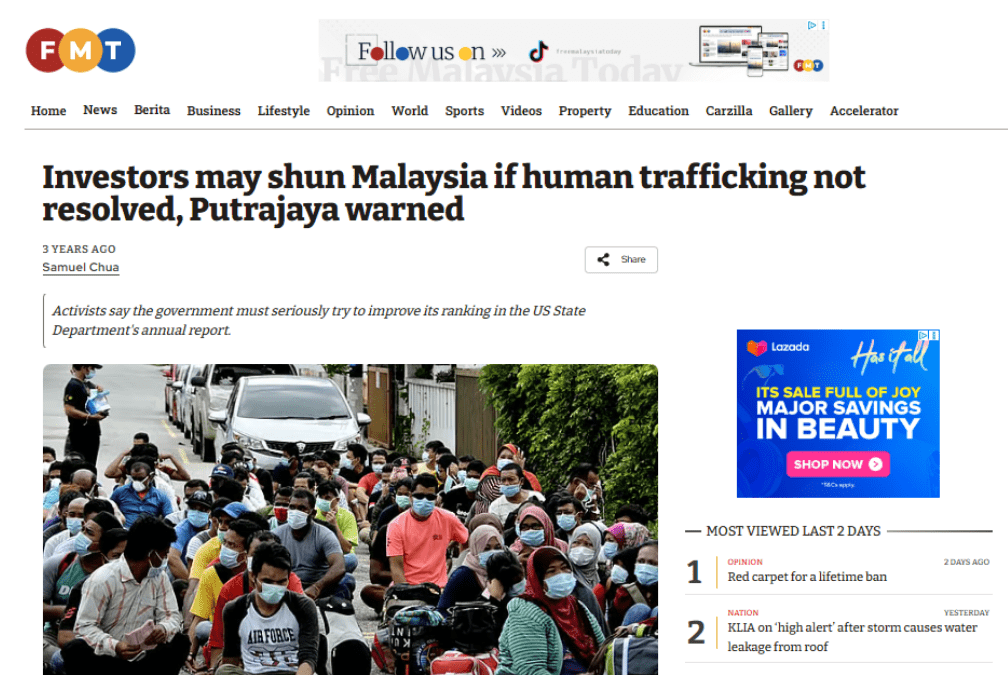 Investors may shun Malaysia if human trafficking not resolved, Putrajaya warned
