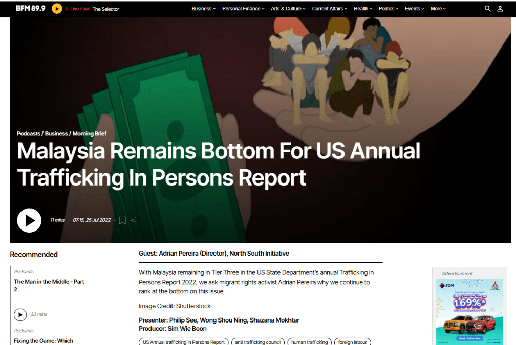 MALAYSIA REMAINS BOTTOM FOR US ANNUAL TRAFFICKING IN PERSONS REPORT