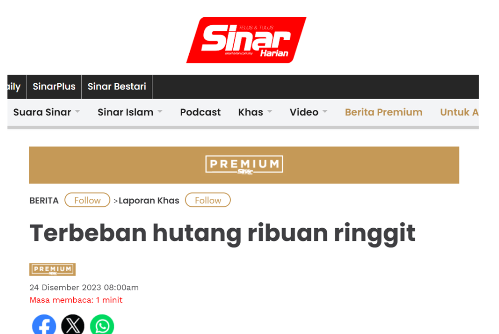 Terbeban hutang ribuan ringgit