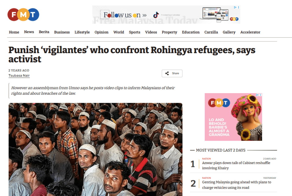Punish ‘vigilantes’ who confront Rohingya refugees, says activist