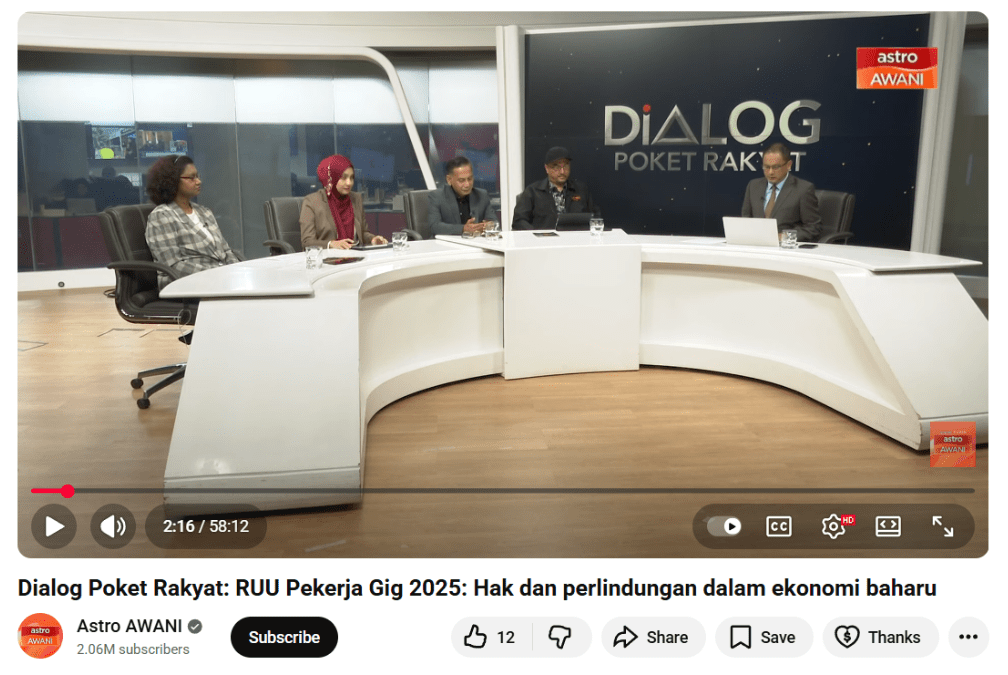 Dialog Poket Rakyat: RUU Pekerja Gig 2025: Hak dan perlindungan dalam ekonomi baharu